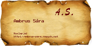 Ambrus Sára névjegykártya