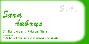sara ambrus business card